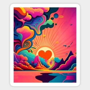 Peace and Love: Harmonious Sunset Magnet